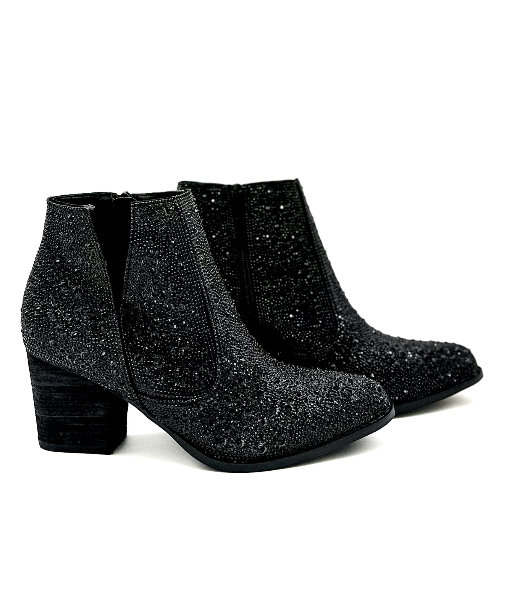 Shine Star Rhinestone Bootie in Black | Boots Daverri Fashions