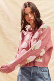 SO ME Strawberry Fruit All Over Button Sweater Cardigan | Cardigans Daverri Fashions