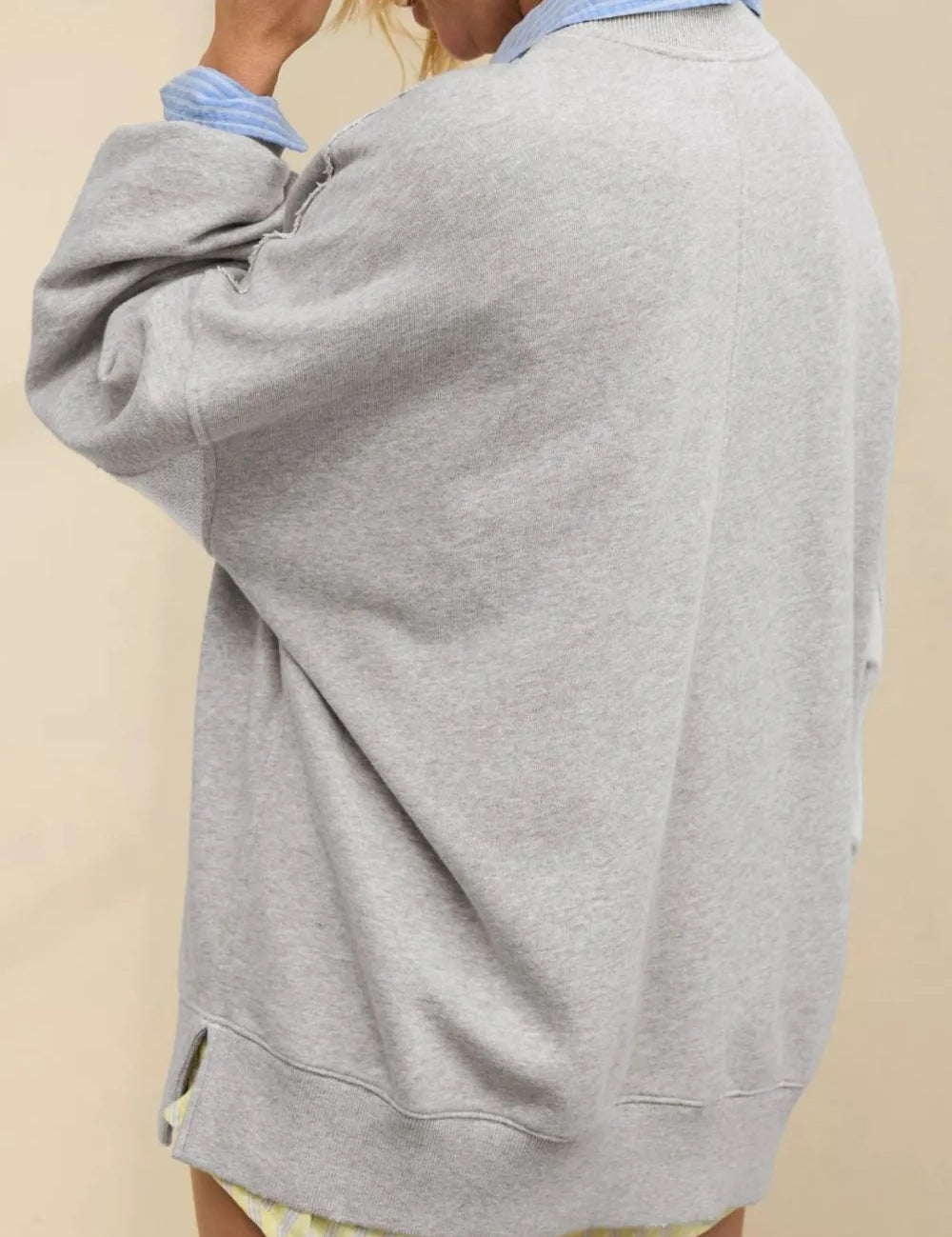 Side Slit Round Neck Long Sleeve Sweatshirt | Sweatshirts Daverri Fashions
