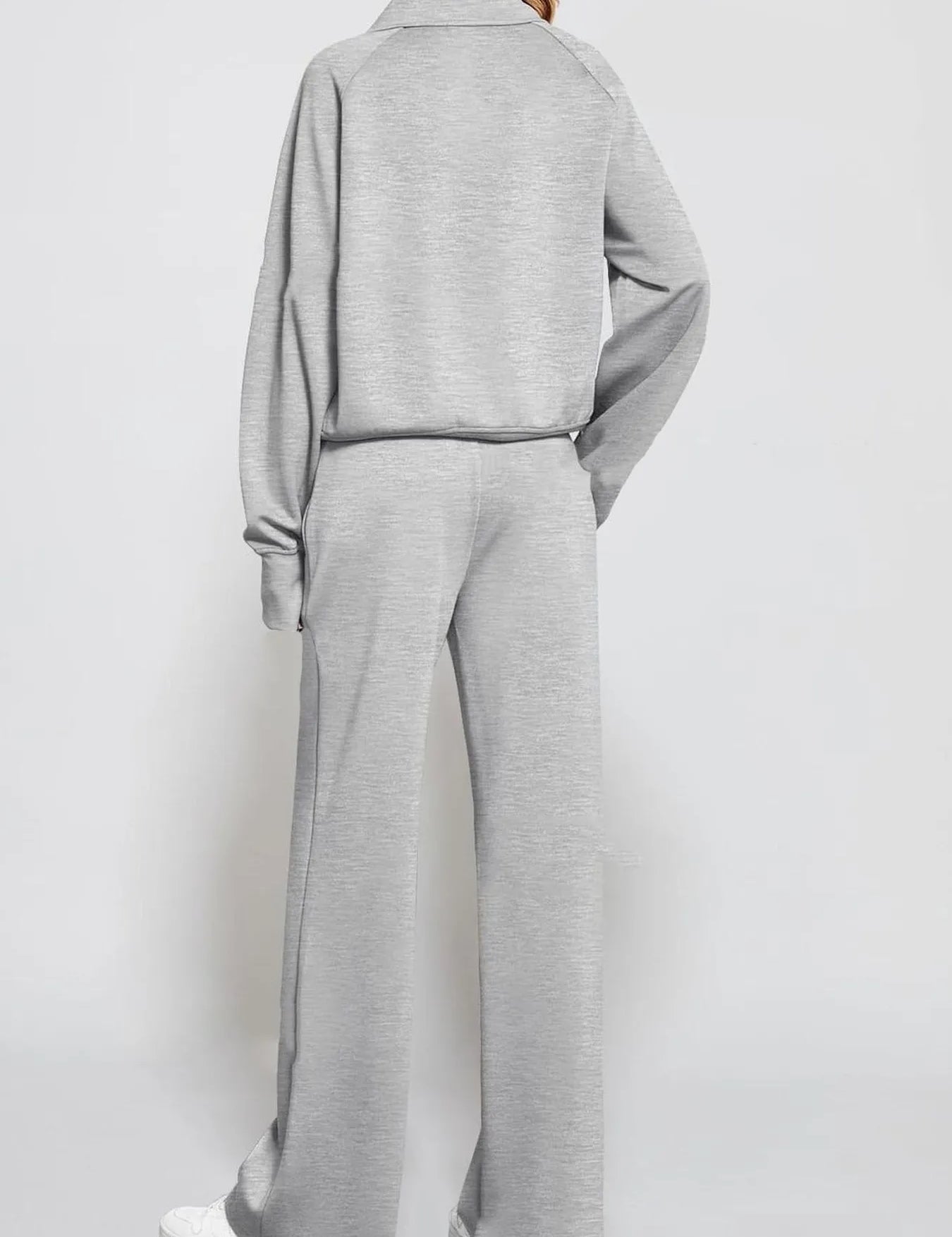 Half Zip Long Sleeve Top and Pants Set | Loungewear Sets Daverri Fashions