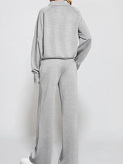 Half Zip Long Sleeve Top and Pants Set | Loungewear Sets Daverri Fashions