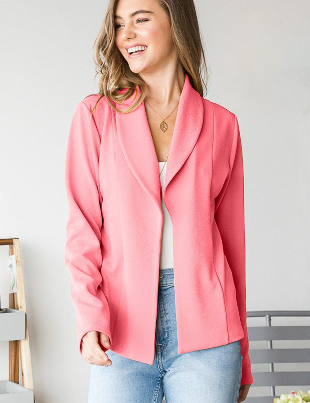 Heimish Open Front Long Sleeve Blazer | Daverri Fashions