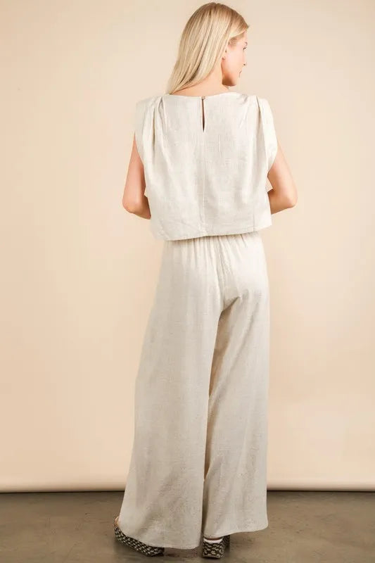 VERY J Solid Woven Top & Pants Set Outfit Sets