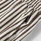 Brown and white striped elastic high-waist pocketed loose pants