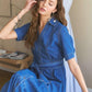ADORA Tiered Button Down Tie Waist Short Sleeve Denim Dress - DAVERRI FASHIONS