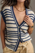 Button Down V Neck Sweater Vest - DAVERRI FASHIONS