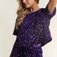 J.NNA purple sequin short sleeve crop t-shirt size M with matching skirt