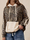 Leopard Print Long Sleeve Hoodie with Pocket - DAVERRI FASHIONS