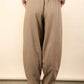 VERY J Solid Barrel Comfy Woven Pants - DAVERRI FASHIONS