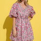 And The Why Full Size Floral Surplice Puff Sleeve Dress - DAVERRI FASHIONS