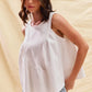 SO ME Game Day Color Denim Ruched Sleeveless Top
