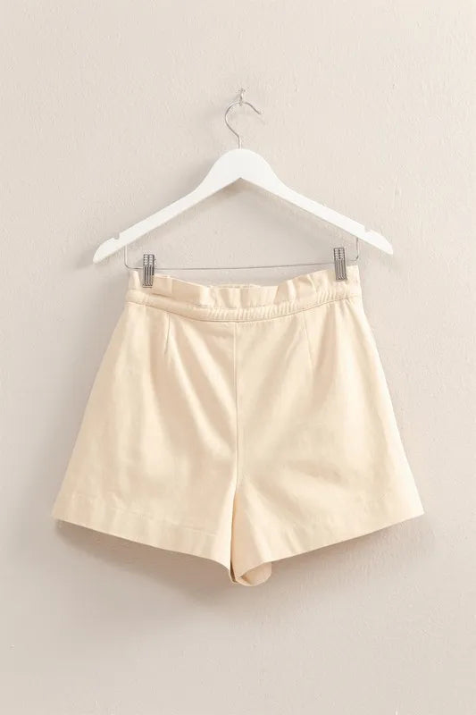 HYFVE High-Waisted Washed Twill Paperbag Shorts Shorts