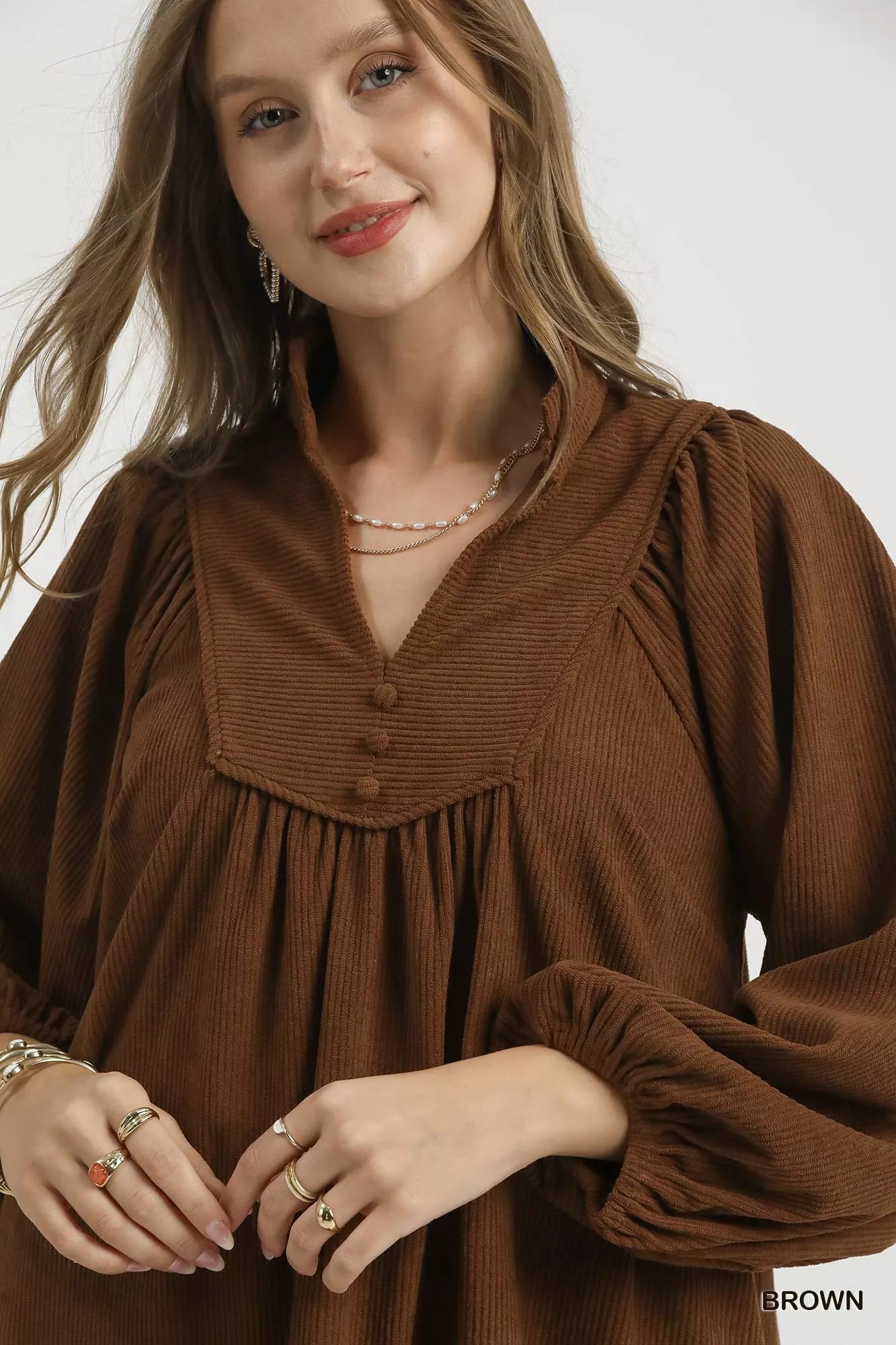 Umgee Corduroy Tiered Babydoll Dress | Mini Dresses Daverri Fashions