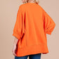 Ces Femme Orange Side Slit Drop Shoulder Puff Sleeve Sweatshirt - DAVERRI FASHIONS