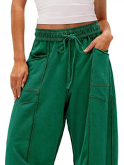 Drawstring Wide Leg Elastic Waist Pants | Pants Daverri Fashions