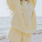 Pale yellow oversized relaxed fit round neck sweatshirt with long sleeves