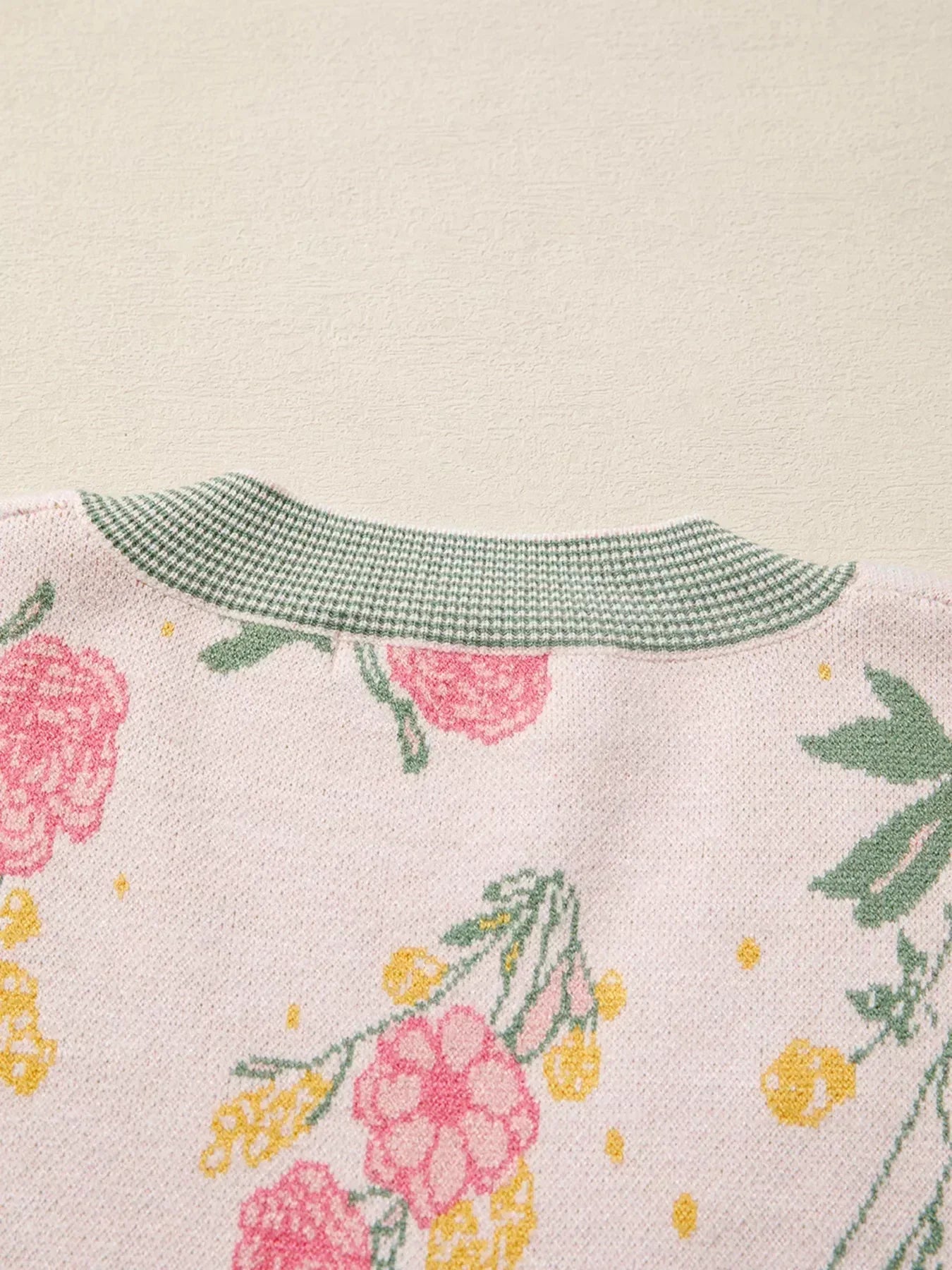 Floral Pattern Striped V Neck Loose Sweater - DAVERRI FASHIONS