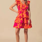 SO ME Floral V Neck Layered Dress with Elasticized Waist