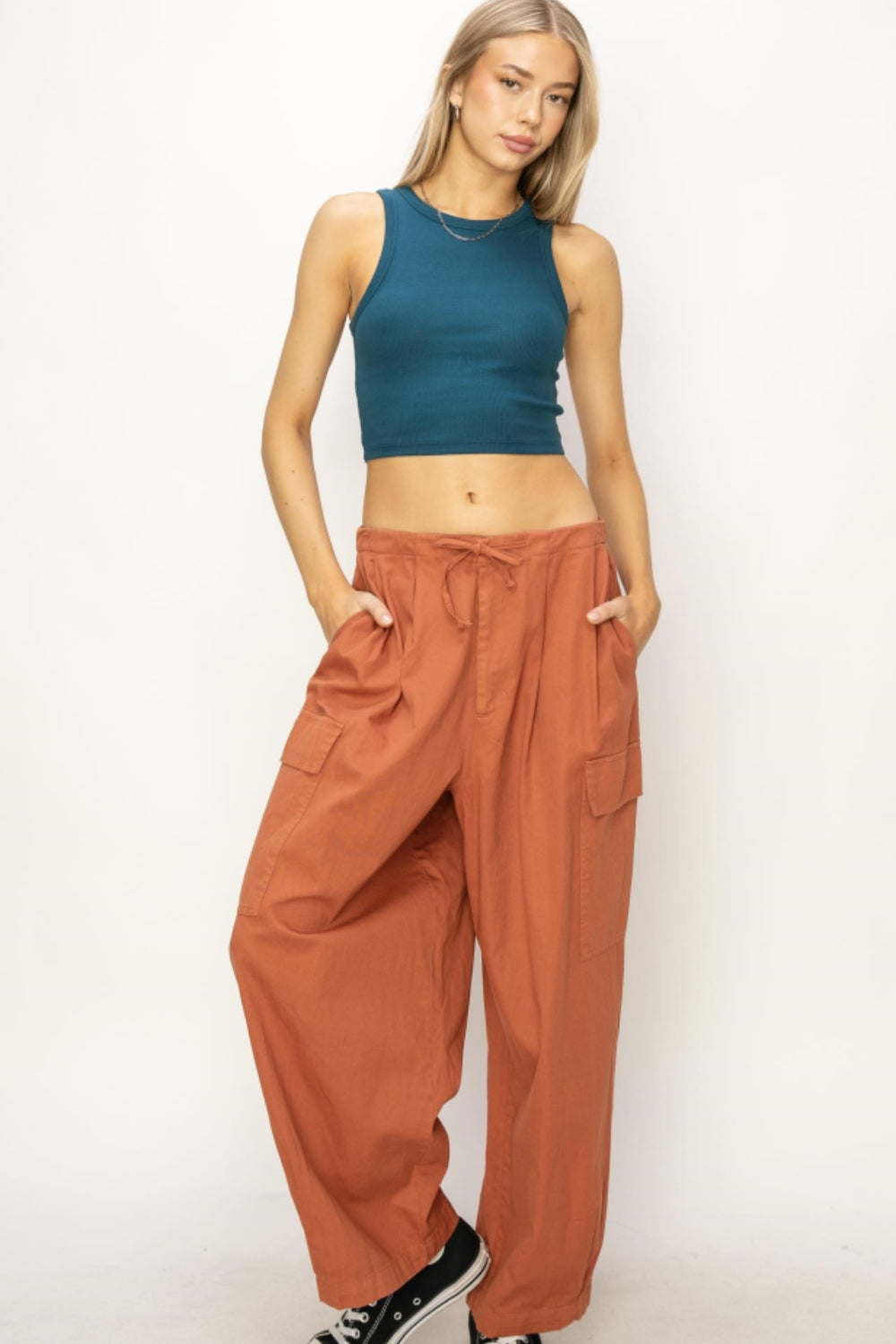 HYFVE Drawstring Cargo Wide Leg Pants BAKED GLAY Pants