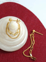 Titanium Steel Double Chain Earrings | Earrings Daverri Fashions