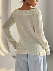 Ribbed Knit Boat Neck Sweater | Sweaters Daverri Fashions