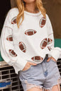Sequin Football Round Neck Long Sleeve Sweatshirt - DAVERRI FASHIONS
