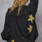 POL Star Patch Raw Hem Button Up Denim Jacket Denim Jackets