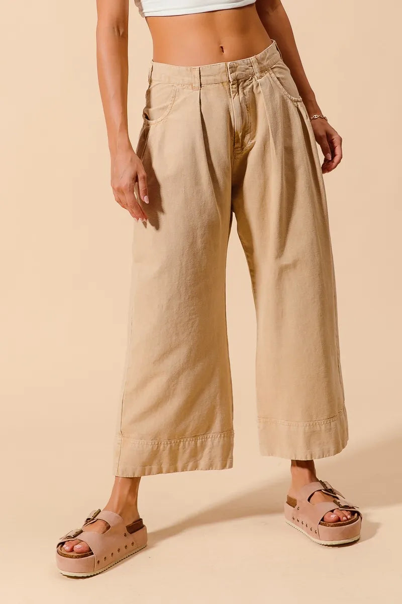 SO ME Mid Rise Wide Leg Chino Pants With Pockets Pants