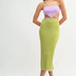 MABLE Lime Ribbed Knit Color Block Cutout Midi Dress - DAVERRI FASHIONS