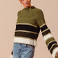 SO ME Multi Color Striped Mock Neck Sweater - DAVERRI FASHIONS