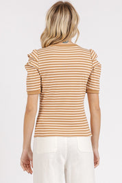 Mittoshop Striped Round Neck Puff Sleeve T-Shirt