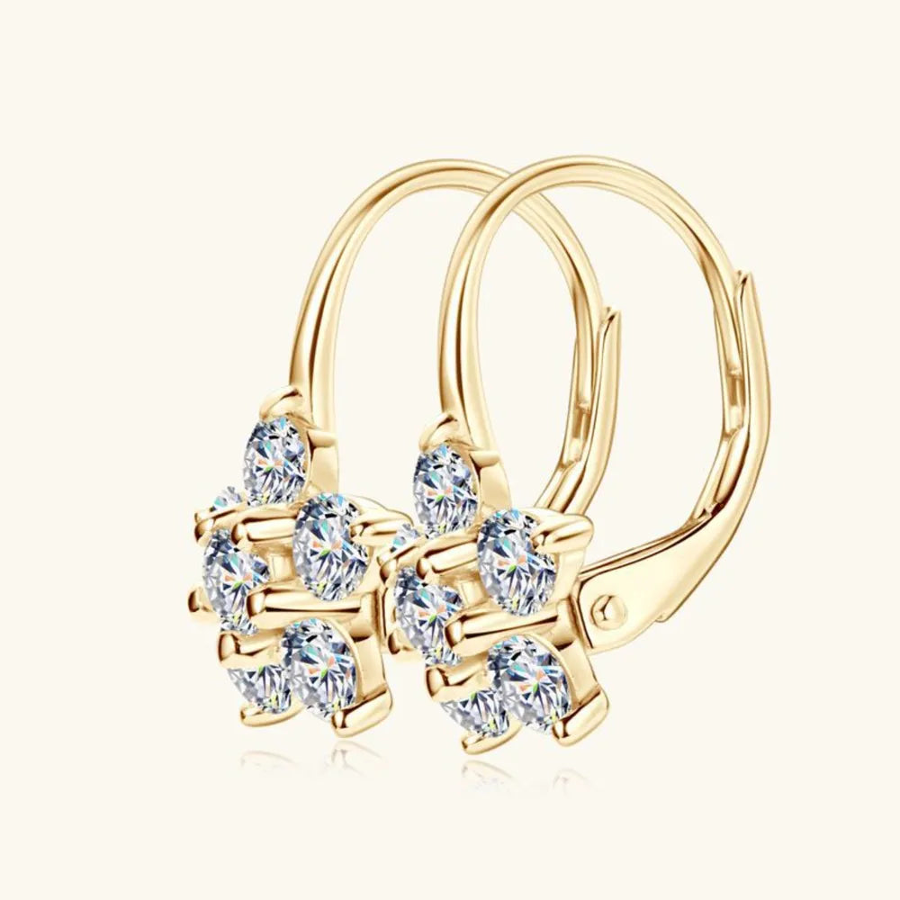 1.2 Carat 925 Sterling Silver Moissanite Flower Huggie Earrings | Sterling Silver Earrings Daverri Fashions