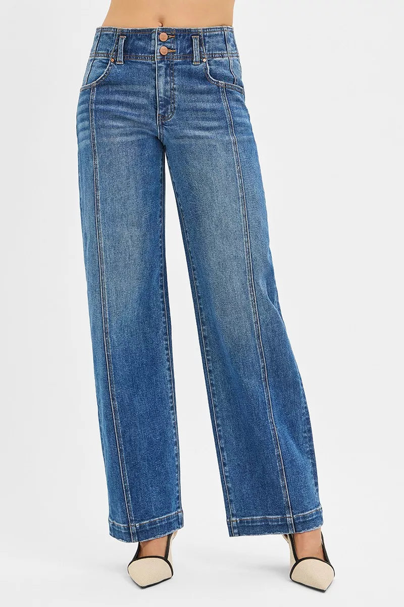 DARK RISEN Mid Rise Fit Wide Baggy Jeans | Daverri Fashions