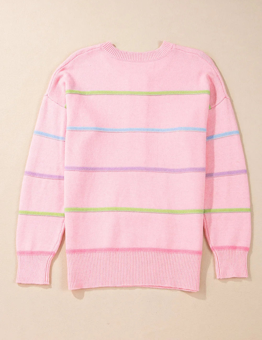 Contrast Striped Half Button Round Neck Sweater | Sweaters Daverri Fashions