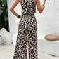 Daverri Leopard sleeveless wide-leg halter jumpsuit in beige black print