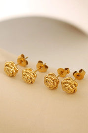 Gold One Size Titanium Steel Flower Stud Earrings | Earrings Daverri Fashions