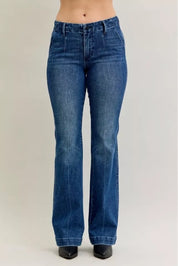 Judy Blue Full Size Mid Rise Bootcut Jeans with Welt Pockets Plus Size | Jeans Daverri Fashions