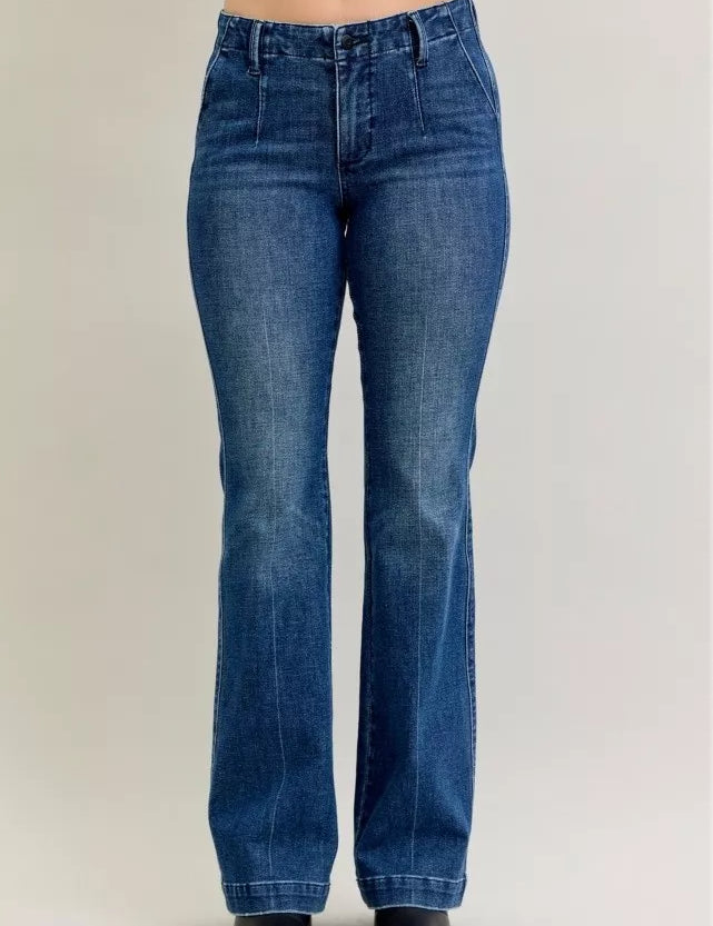 Judy Blue Full Size Mid Rise Bootcut Jeans with Welt Pockets Plus Size | Jeans Daverri Fashions