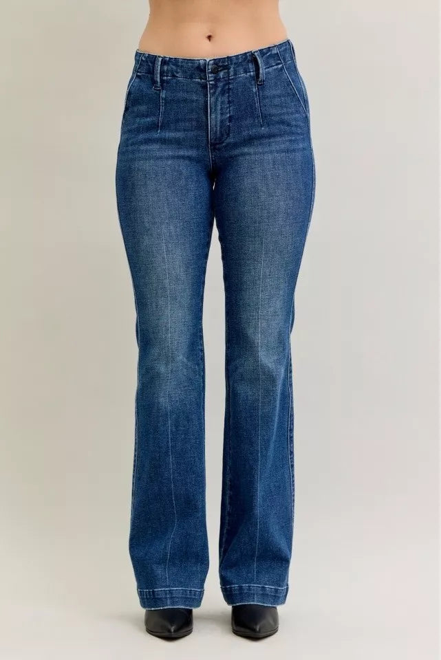 Judy Blue Full Size Mid Rise Bootcut Jeans with Welt Pockets Plus Size | Jeans Daverri Fashions