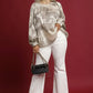 Umgee Full Size Metallic Fabric Blouse with Balloon Sleeves Plus Size - DAVERRI FASHIONS