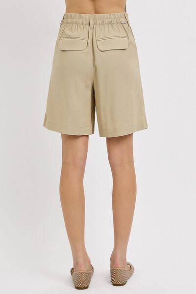 RISEN High Rise Pleated Front Shorts