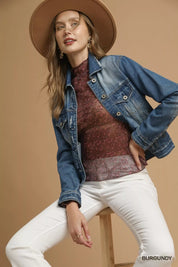 Umgee Nylon Lace Mesh Long Sleeve Top | Tops Daverri Fashions