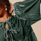 SO ME Spaghetti Strap Front Tie Velvet Holiday Blouse