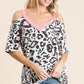 BiBi Leopard Print Top with Shoulder Cut Out NEON PINK Tops