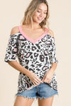 BiBi Leopard Print Top with Shoulder Cut Out - DAVERRI FASHIONS