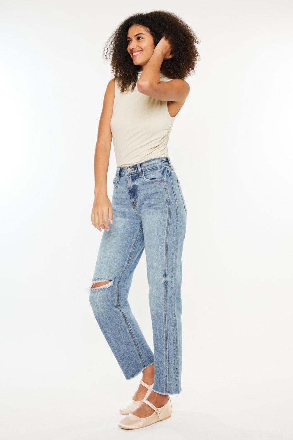 Kancan Ultra High Rise Distressed Straight Jeans Jeans