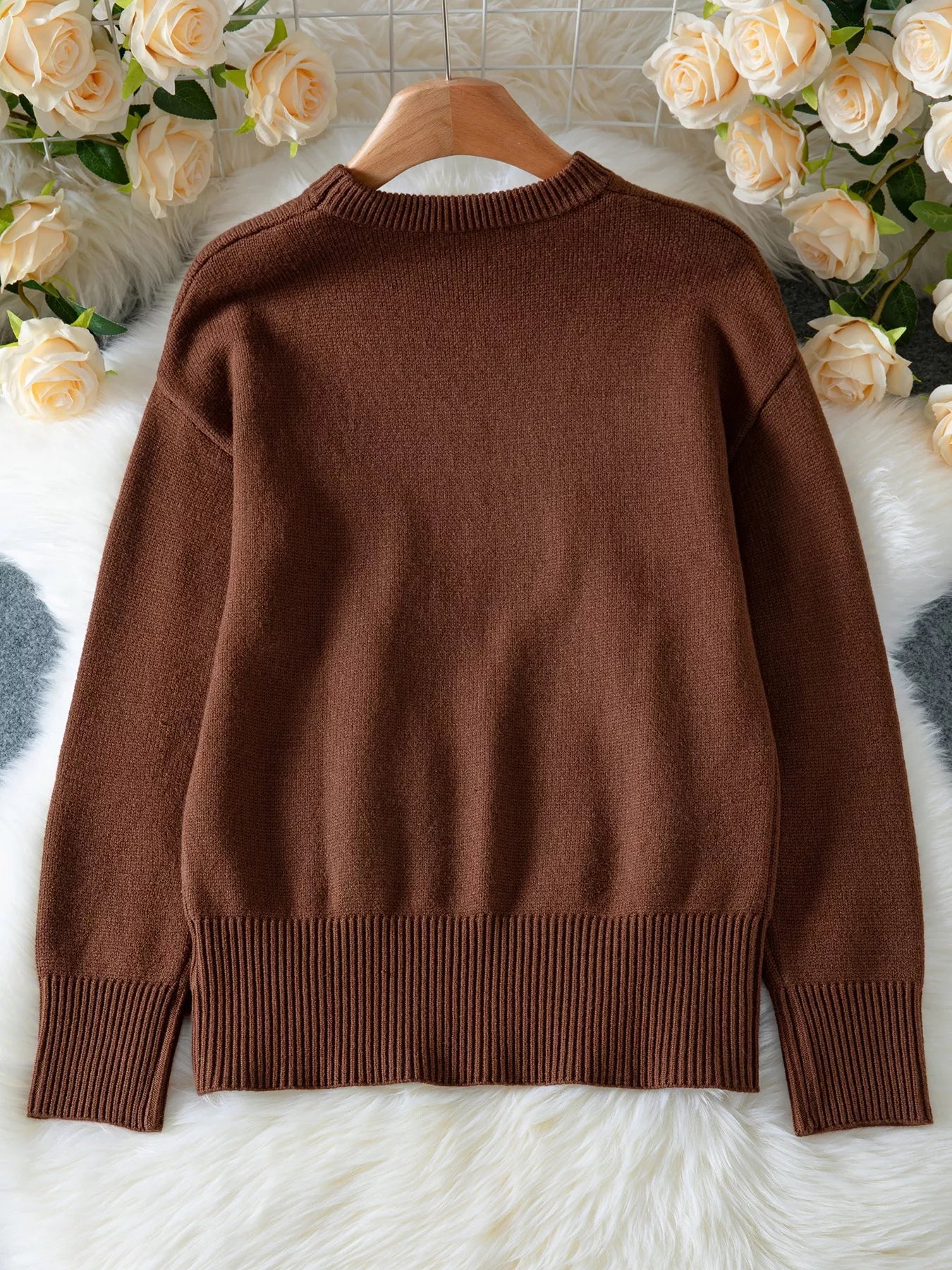 Ribbed Hem Round Neck Sweater | Sweaters Daverri Fashions