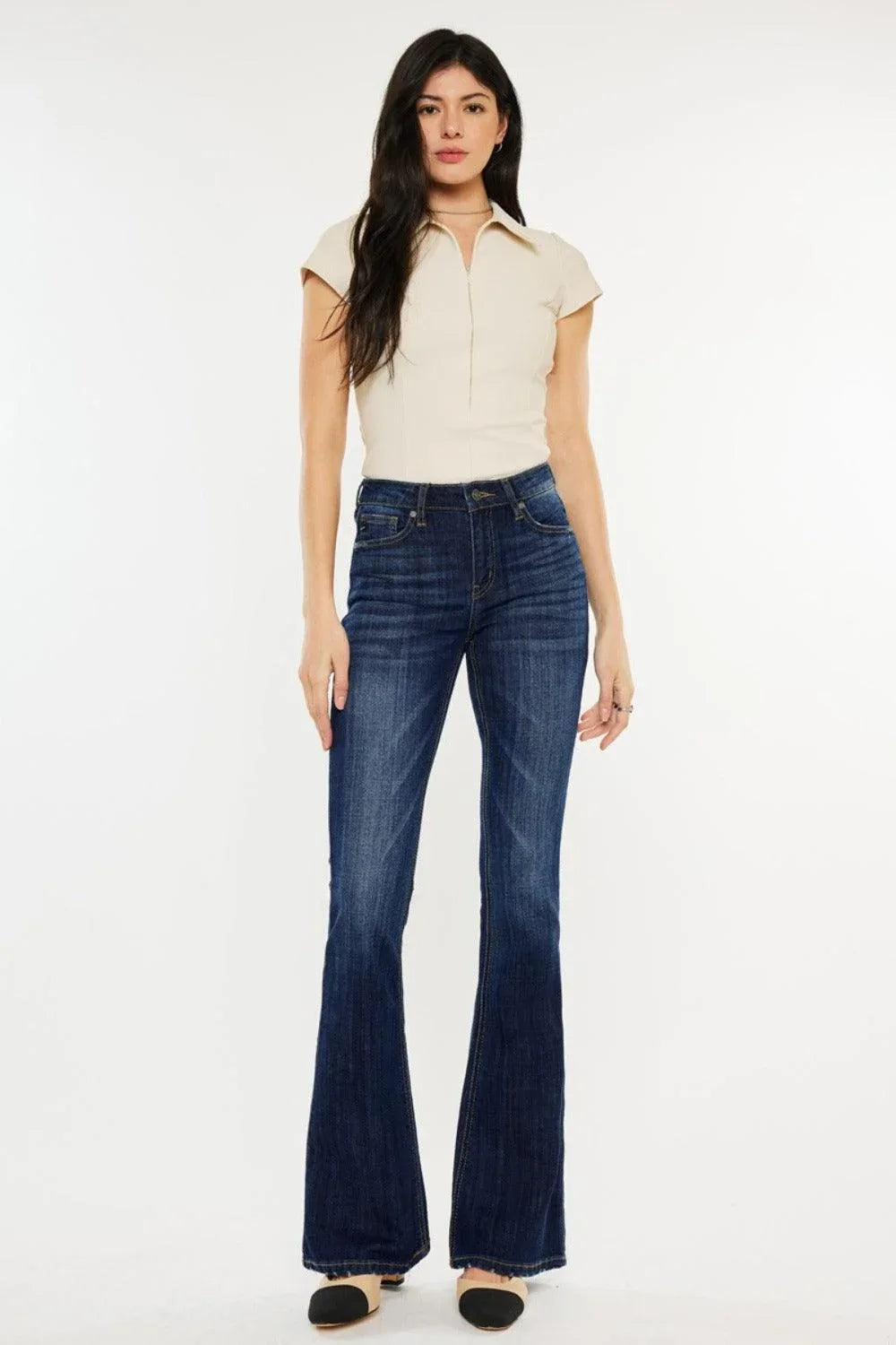 Kancan Full Size Mid Rise Slim Flare Jeans - DAVERRI FASHIONS