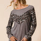 BiBi Sweater Knit Top With Leopard V Shape Block - DAVERRI FASHIONS