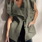 Ruffled Patchwork Denim Jacket Vest - DAVERRI FASHIONS